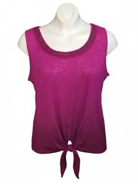 Juicy Couture Fuchsia Tie-Front Tank Top Y2K size Large